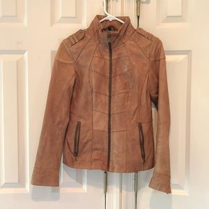 Guess Leather Jacket Brown sz Small
